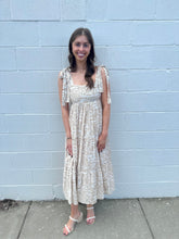 Load image into Gallery viewer, Sea Print Tie Strap Tiered Midi Dress
