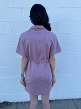 Load image into Gallery viewer, Half Zip Drawstring Waist Scuba Knit Dress