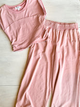 Load image into Gallery viewer, Mineral Wash Short Sleeve Wrap Top and Jogger Sweatpants Set