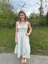 Load image into Gallery viewer, Floral Stripe Button Maxi Dress