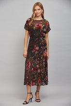 Load image into Gallery viewer, Floral Burnout Velvet Tiered Midi Dress