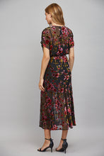 Load image into Gallery viewer, Floral Burnout Velvet Tiered Midi Dress