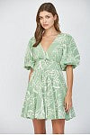 Load image into Gallery viewer, Leaf Green Puff Sleeve Mini Dress