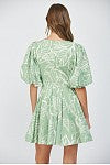 Load image into Gallery viewer, Leaf Green Puff Sleeve Mini Dress
