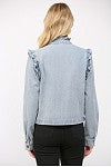 Load image into Gallery viewer, Contrast Stitching Detail Frill Collar Washed Denim