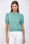 Load image into Gallery viewer, Short Sleeve Pleated Bubble Sleeve Crew Neck