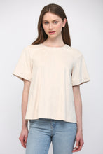 Load image into Gallery viewer, Faux Suede Topstitching Crew Neckline Top