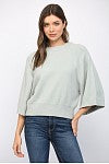 Load image into Gallery viewer, Raglan Short Wide Sleeve Crew Neck Sweater