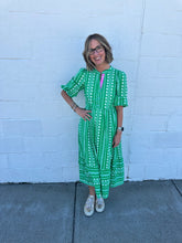 Load image into Gallery viewer, Riley Heritage Stitch Green Dress
