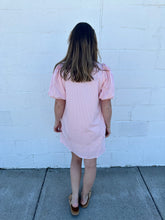 Load image into Gallery viewer, Puff Sleeve Pintuck Striped Woven Dress