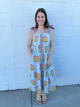 Load image into Gallery viewer, Tie Straps Floral Pattern Button Down Dress