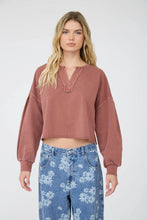 Load image into Gallery viewer, Notch Neck Boxy Long Sleeve Knit Crop Top