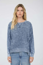 Load image into Gallery viewer, Acid Wash Long Sleeve Side Slit Knit Top