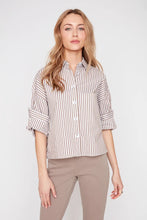 Load image into Gallery viewer, Striped Cotton Cropped Blouse with Front Pocket