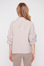 Load image into Gallery viewer, Striped Cotton Cropped Blouse with Front Pocket