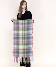 Load image into Gallery viewer, Fuzzy Colorburst Plaid Fringe Scarf
