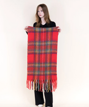 Load image into Gallery viewer, Fuzzy Colorburst Plaid Fringe Scarf