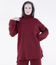 Load image into Gallery viewer, Casual Turtle Neck Long Sweater with Cuff Button Detail