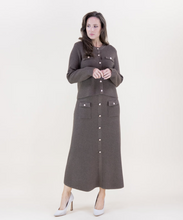 Load image into Gallery viewer, Ribbed Patch Pocket Boxy Cardigan & Midi Skirt Set