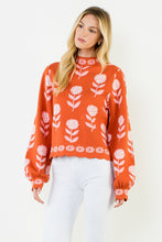 Load image into Gallery viewer, Flower Print Turtle Neck Sweater