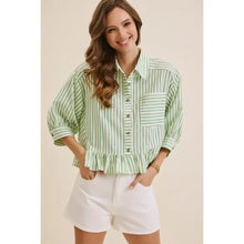 Load image into Gallery viewer, Clover Green Stripe Button Down Shirt