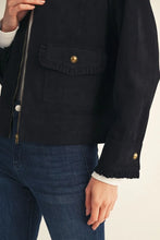 Load image into Gallery viewer, Faux Suede Long Sleeve Ruffle Trim Jacket