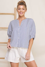 Load image into Gallery viewer, Pinstripe Seersucker Button Front Blouse