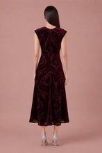 Load image into Gallery viewer, Cap Sleeve Velvet Flocking Midi Dress