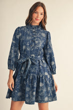 Load image into Gallery viewer, Ruffle Detail Textured Denim Dress