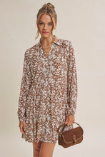 Load image into Gallery viewer, Soft Autumn Floral Button Down Mini Dress