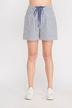 Load image into Gallery viewer, Contrast Front Tie Striped Twill Shorts