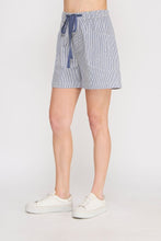 Load image into Gallery viewer, Contrast Front Tie Striped Twill Shorts