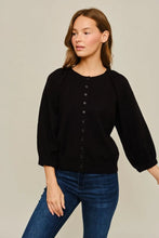 Load image into Gallery viewer, 3/4 Puff Sleeve Button Down Sweater Cardigan