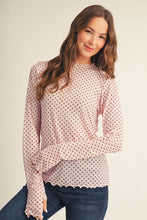 Load image into Gallery viewer, Merrow Edge Detail Polka Dot Mesh Top