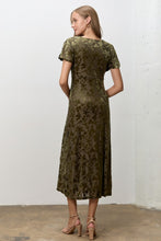 Load image into Gallery viewer, Floral Velvet V Neck Midi Dress