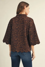 Load image into Gallery viewer, Animal Print Suede Scallop Trim Top