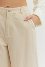 Load image into Gallery viewer, Ecru Straight Leg Ruffle Hem Pants