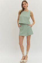 Load image into Gallery viewer, Green Stripe Sleeveless Top & Skort Set