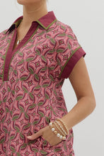 Load image into Gallery viewer, Wine Abstract Pattern Ruffle Hem Mini Dress