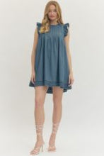 Load image into Gallery viewer, Denim Ruffle Sleeve Mini Dress