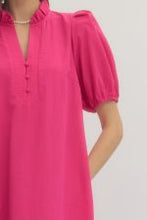 Load image into Gallery viewer, Hot Pink Puff Sleeve Midi Dress