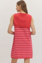 Load image into Gallery viewer, Striped Sleeveless Mini Dress with Knit Scarf Tie