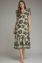 Load image into Gallery viewer, Floral Print Ruffle Sleeve Midi Dress