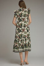 Load image into Gallery viewer, Floral Print Ruffle Sleeve Midi Dress