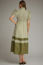Load image into Gallery viewer, Stripe & Dot Print Puff Sleeve Midi Dress