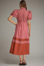 Load image into Gallery viewer, Stripe & Dot Print Puff Sleeve Midi Dress