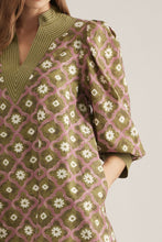 Load image into Gallery viewer, Olive Printed 3/4 Sleeve V Neck Midi Dress
