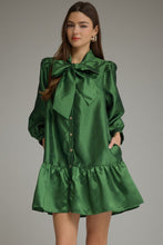 Load image into Gallery viewer, Solid Metallic Balloon Sleeve Mini Dress