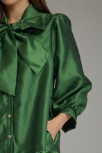 Load image into Gallery viewer, Solid Metallic Balloon Sleeve Mini Dress