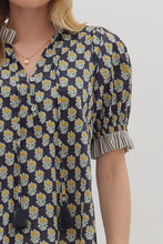 Load image into Gallery viewer, Navy Botanical V Neck Top